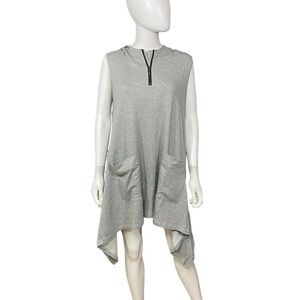 Gray Hoodie Asymmetrical Sleeveless Dress
